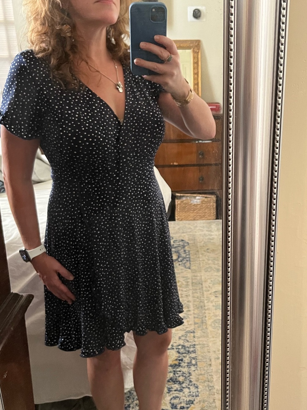 Kaileigh Blue Polka Dot Casual Dress